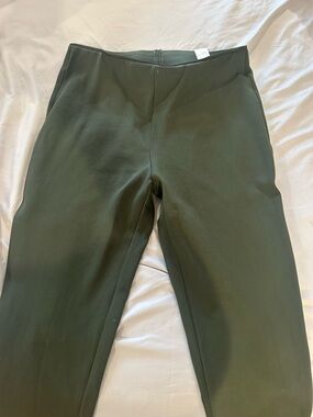 Banana Republic Olive Green Cropped Wide-Leg Pants